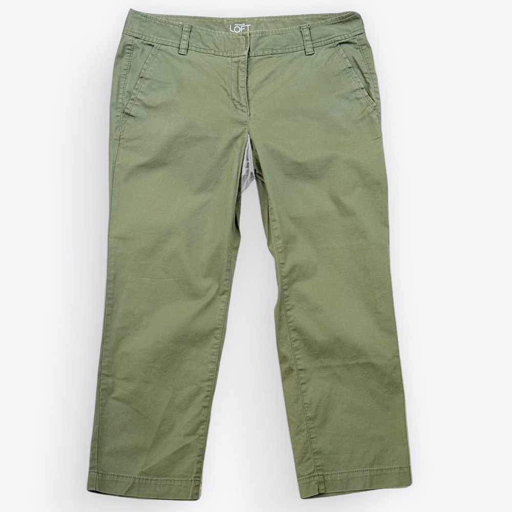 Casual Chic Military Olive Green Tailored Straight Leg Safari Chino Pants ~ 6